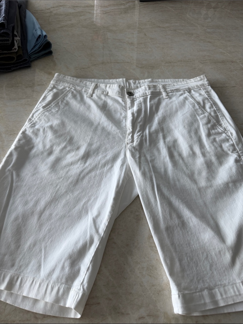 AG Adriano Goldschmied White Cotton Flat Front Shorts